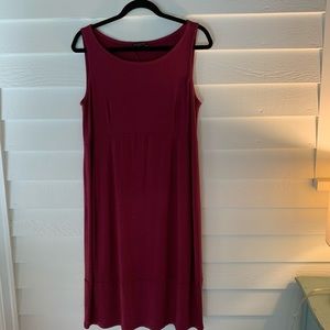 Eileen Fisher sleeveless cranberry colored dress